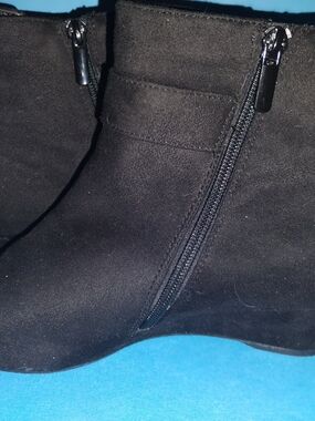 Impo Black Suede-Look Ankle Booties with Side Zipper